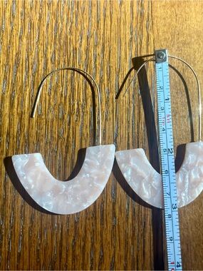 Pink Marbled Half-Hoop Earrings